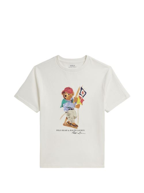 T-shirt bambino Ralph Lauren bianca con logo RALPH LAUREN KIDS | A12428001